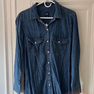 GAP NWT Classic Blue Denim Shirt Dress Sz M